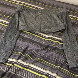 Off the shoulder cropped sweater